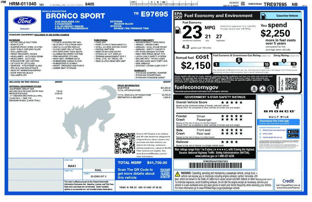 new 2026 Ford Bronco Sport car, priced at $37,235