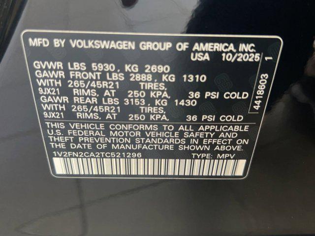 new 2026 Volkswagen Atlas car, priced at $55,031