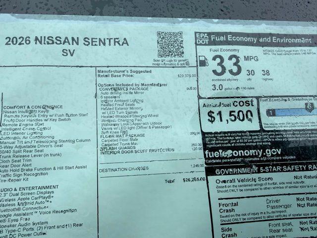 new 2026 Nissan Sentra car, priced at $23,819