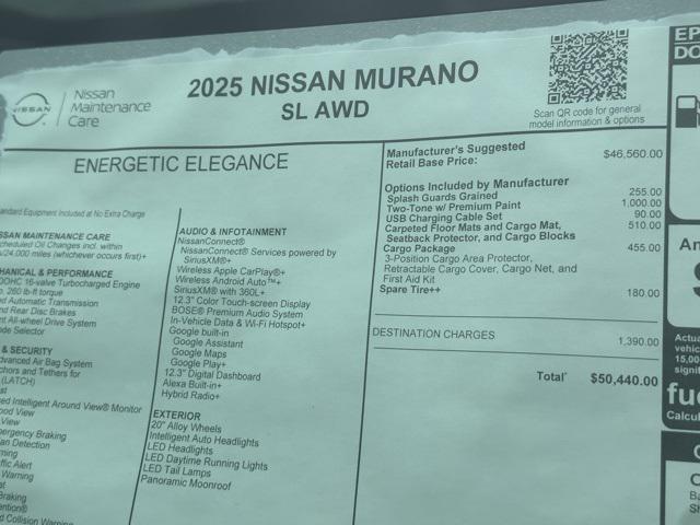 new 2025 Nissan Murano car, priced at $39,818