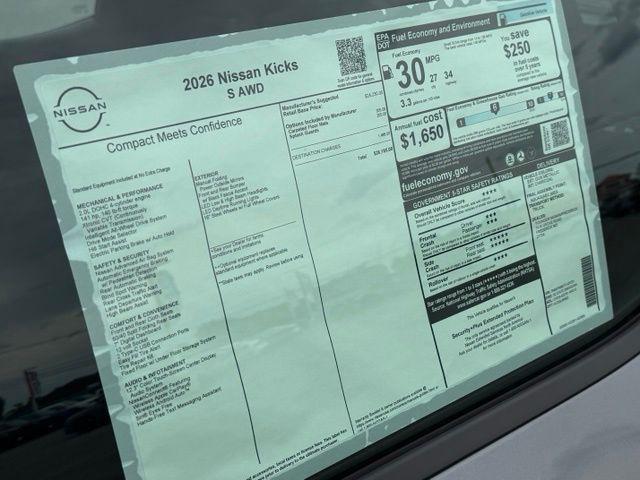 new 2026 Nissan Kicks car, priced at $25,084