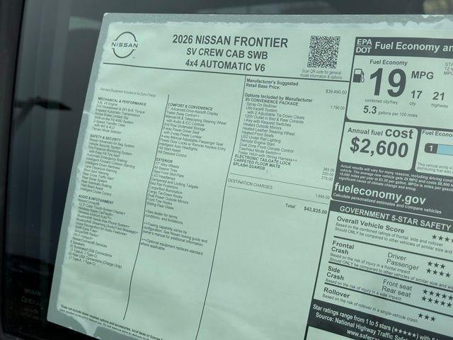 new 2026 Nissan Frontier car, priced at $39,805