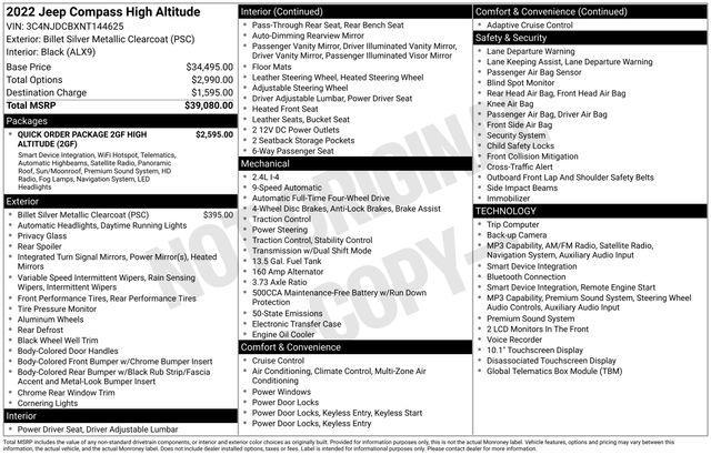 used 2022 Jeep Compass car, priced at $24,500