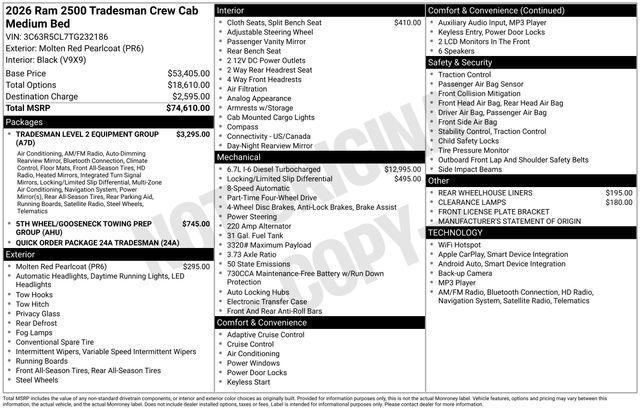 new 2026 Ram 2500 car, priced at $61,795