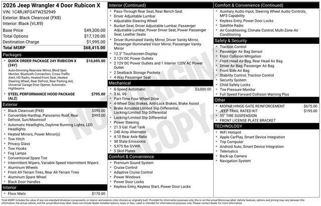 new 2026 Jeep Wrangler car, priced at $60,759