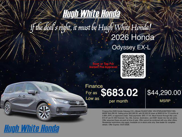 new 2026 Honda Odyssey car, priced at $41,688