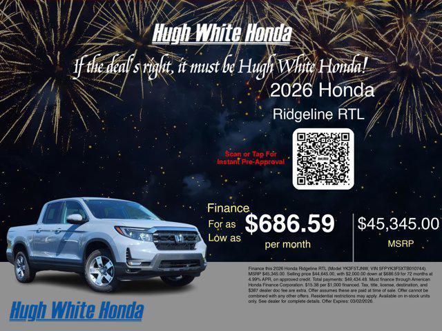 new 2026 Honda Ridgeline car, priced at $43,345