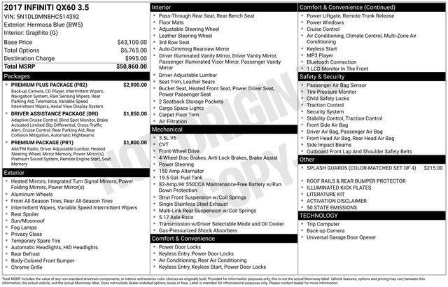 used 2017 INFINITI QX60 car, priced at $12,989