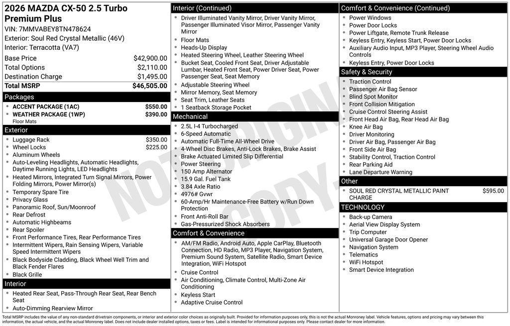 new 2026 Mazda CX-50 car, priced at $43,977