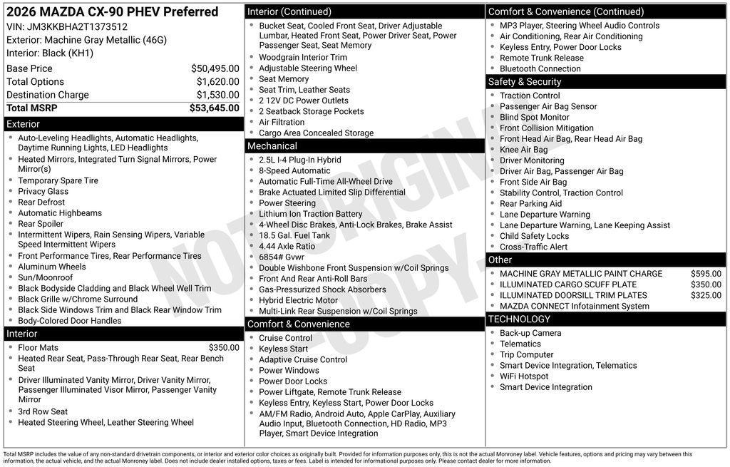 new 2026 Mazda CX-90 car, priced at $49,607