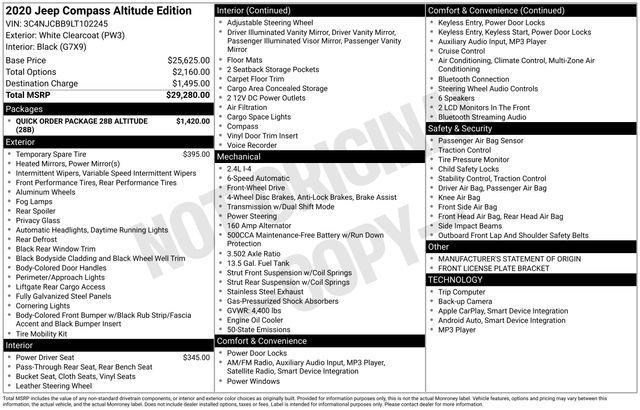 used 2020 Jeep Compass car, priced at $13,999