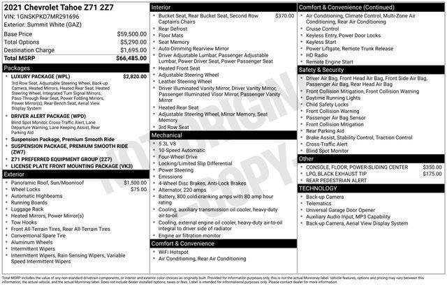 used 2021 Chevrolet Tahoe car, priced at $50,999