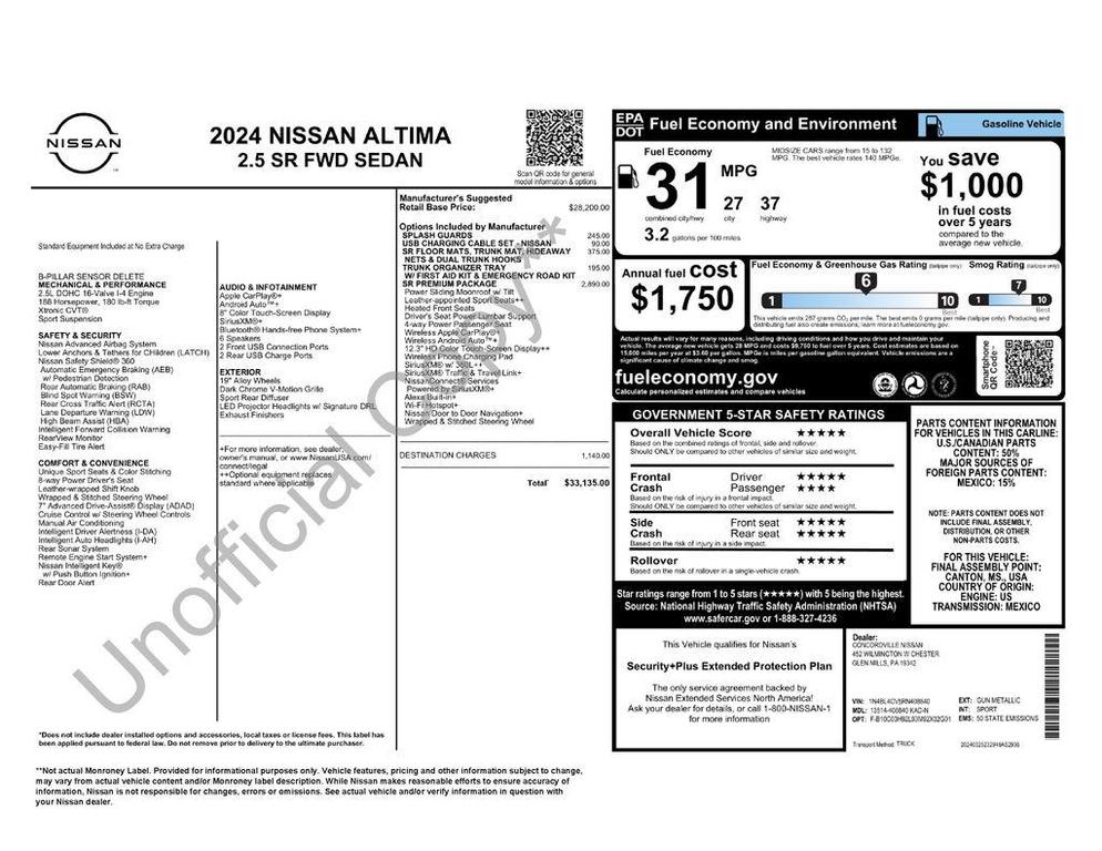 used 2024 Nissan Altima car, priced at $24,750