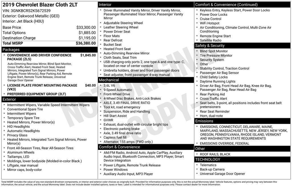 used 2019 Chevrolet Blazer car, priced at $17,950