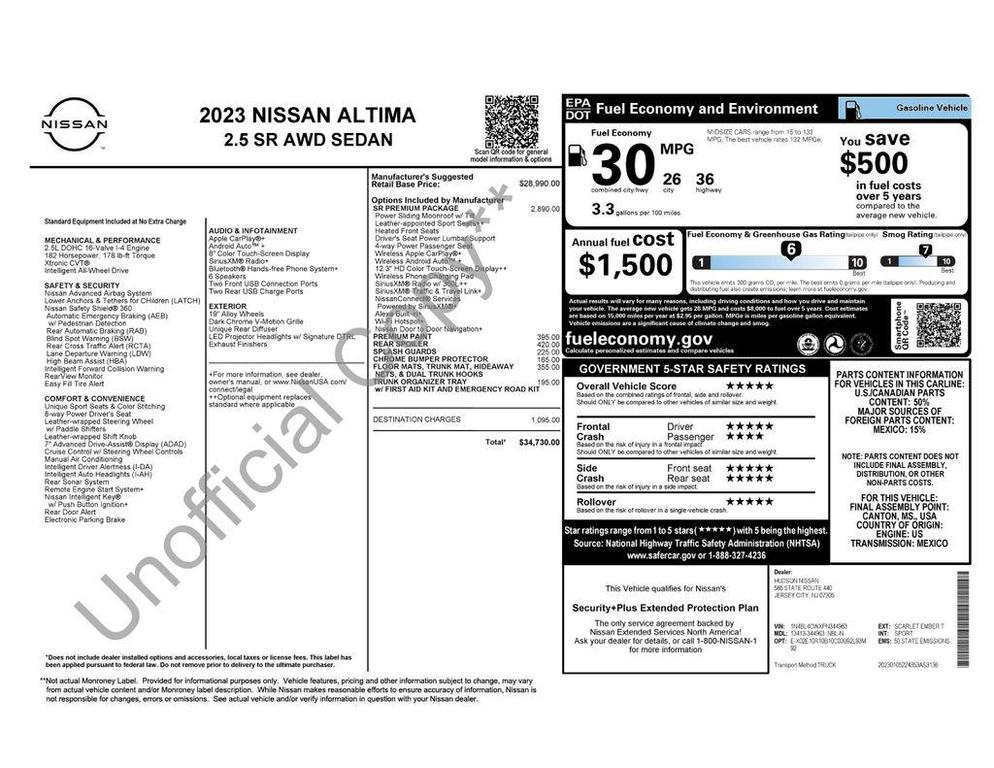 used 2023 Nissan Altima car, priced at $22,950