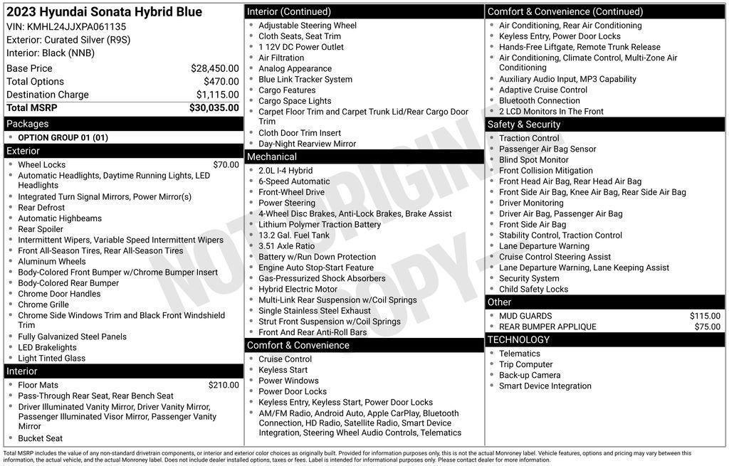 used 2023 Hyundai Sonata Hybrid car, priced at $18,289