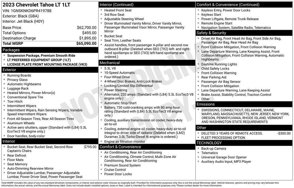 used 2023 Chevrolet Tahoe car, priced at $44,950