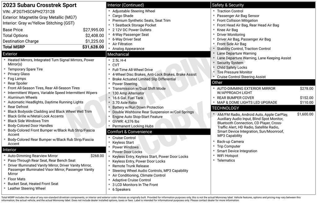 used 2023 Subaru Crosstrek car, priced at $22,750