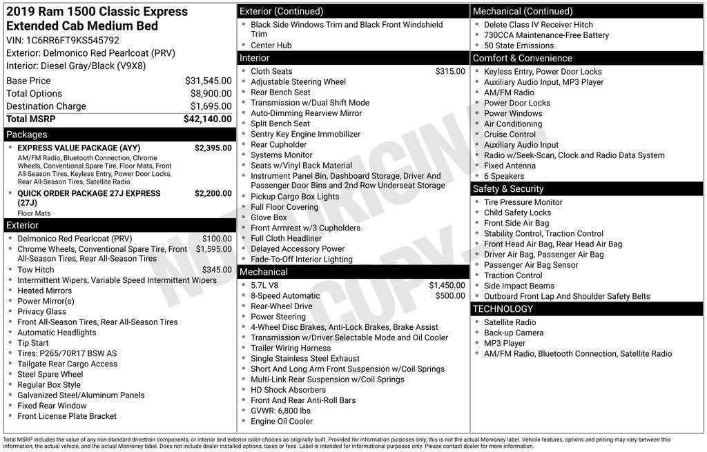 used 2019 Ram 1500 car, priced at $18,275
