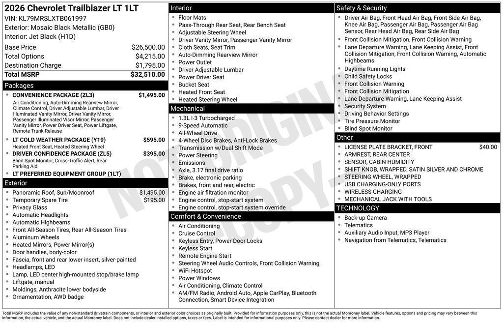 new 2026 Chevrolet TrailBlazer car, priced at $29,573