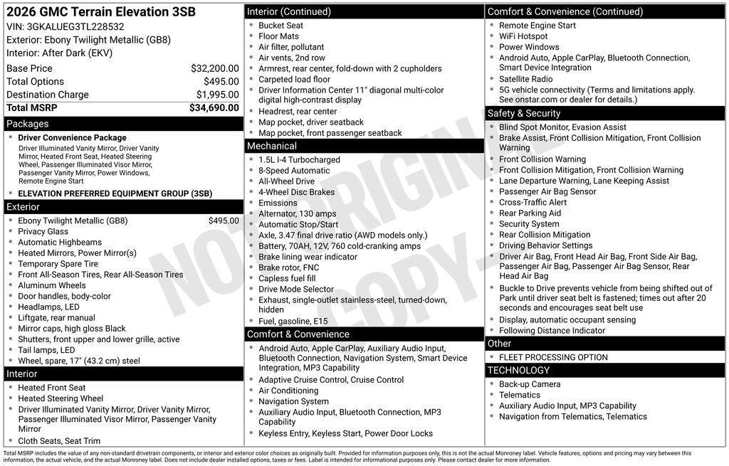 used 2026 GMC Terrain car, priced at $30,289