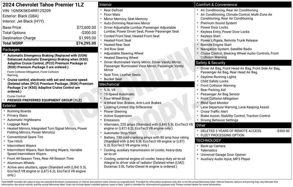 used 2024 Chevrolet Tahoe car, priced at $51,247