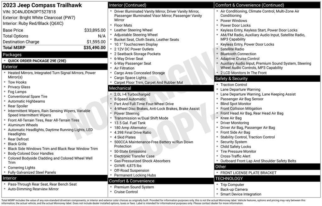 used 2023 Jeep Compass car, priced at $20,928
