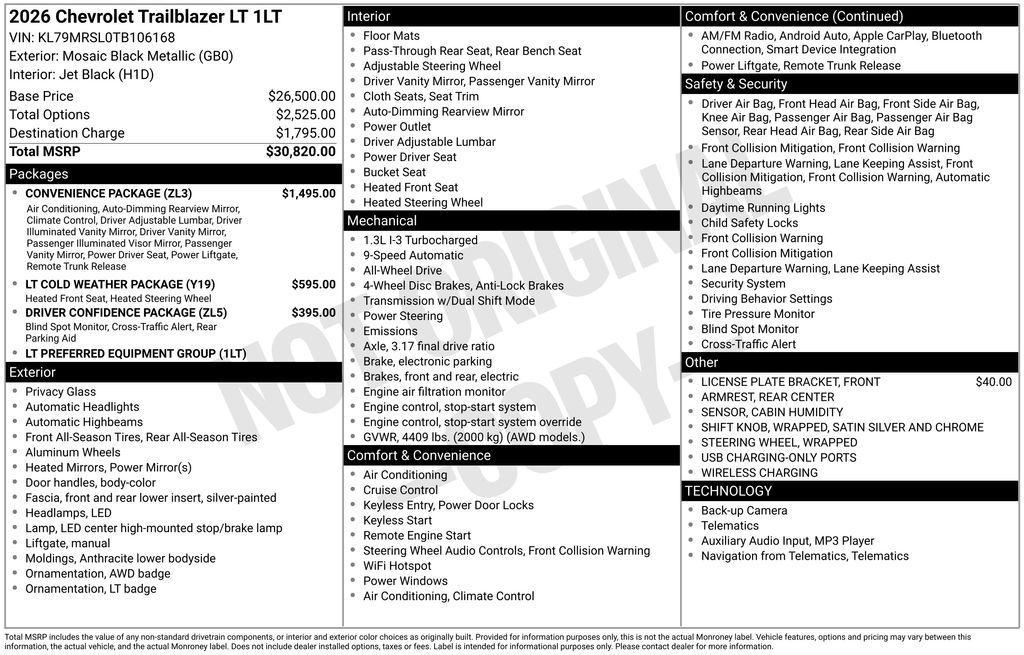 new 2026 Chevrolet TrailBlazer car, priced at $28,189