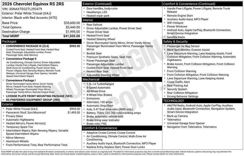 new 2026 Chevrolet Equinox car, priced at $38,103