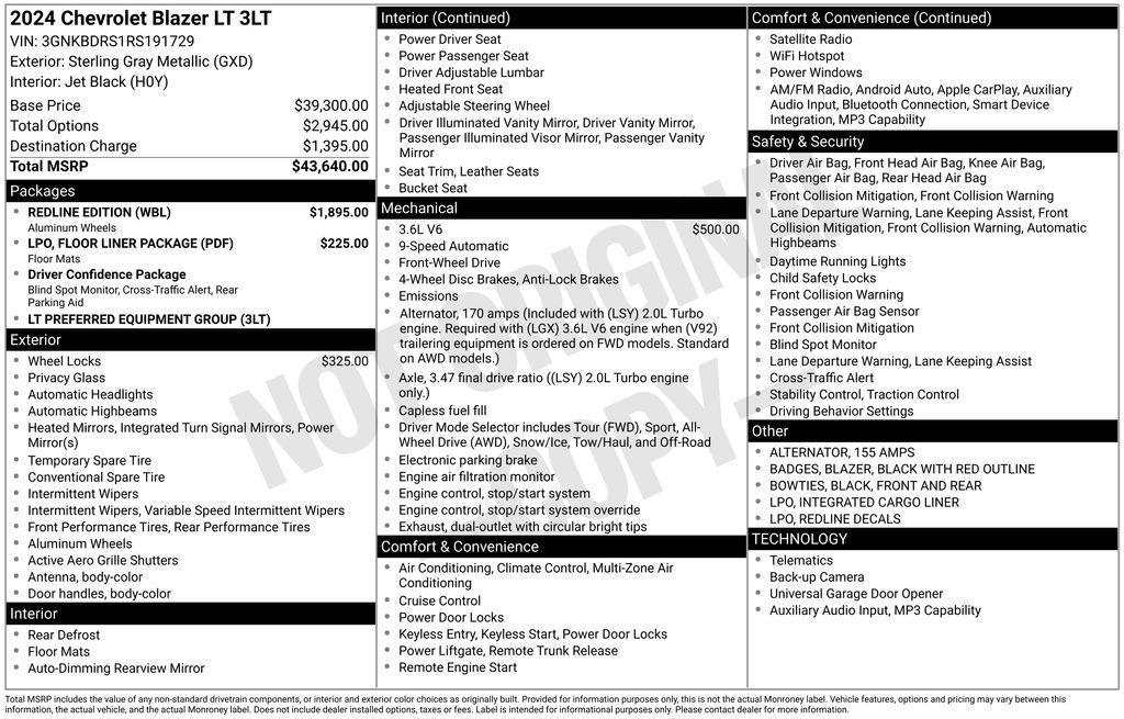 used 2024 Chevrolet Blazer car, priced at $31,340