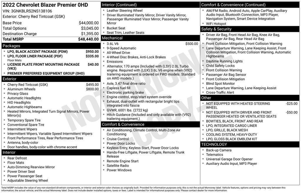 used 2022 Chevrolet Blazer car, priced at $30,037