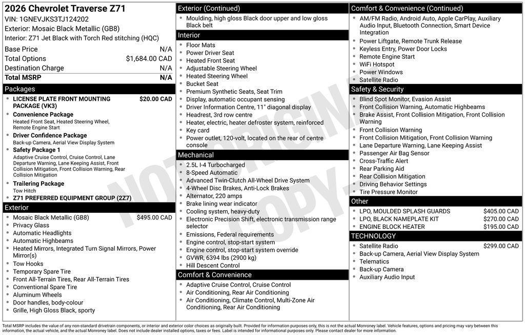 used 2026 Chevrolet Traverse car, priced at $48,347