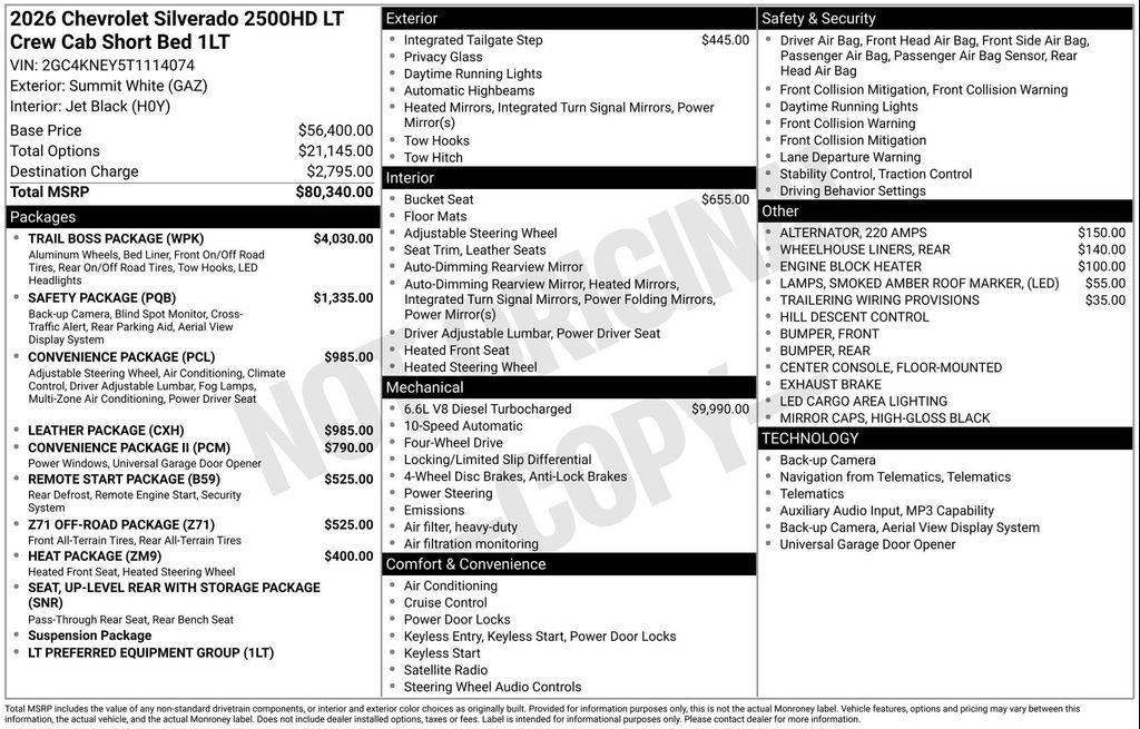 new 2026 Chevrolet Silverado 2500 car, priced at $94,977