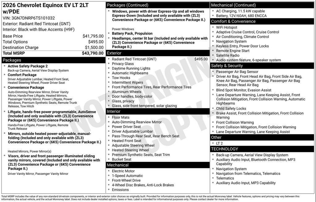 new 2026 Chevrolet Equinox EV car, priced at $35,790