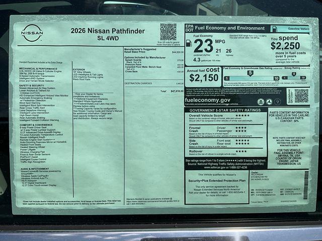 new 2026 Nissan Pathfinder car, priced at $45,254