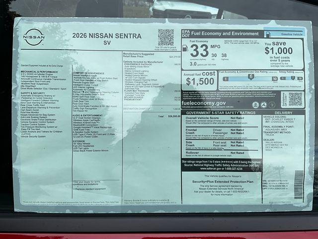 new 2026 Nissan Sentra car, priced at $25,797