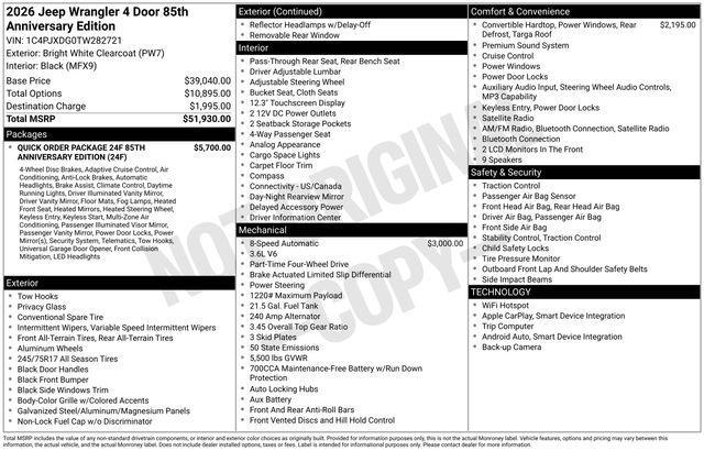 new 2026 Jeep Wrangler car, priced at $48,859