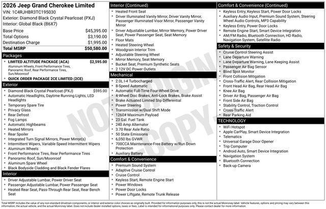 new 2026 Jeep Grand Cherokee car, priced at $48,707