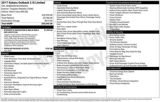 used 2017 Subaru Outback car, priced at $12,497