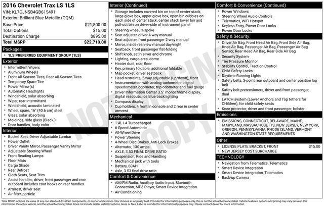 used 2016 Chevrolet Trax car, priced at $10,997