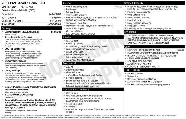 used 2021 GMC Acadia car, priced at $20,497