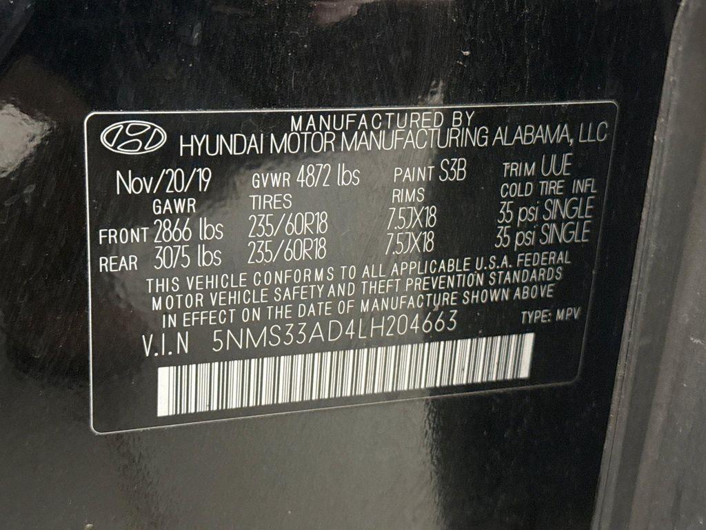 used 2020 Hyundai Santa Fe car, priced at $17,950