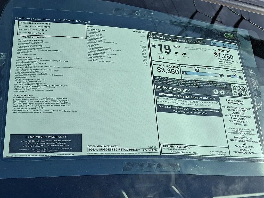 new 2025 Land Rover Defender car, priced at $73,183