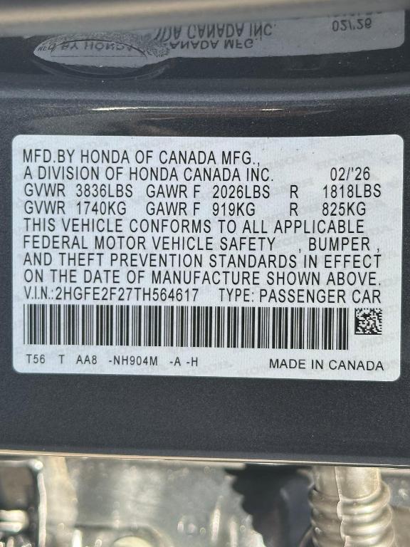 new 2026 Honda Civic car, priced at $25,090