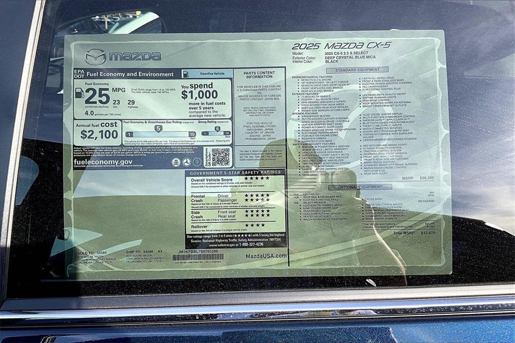 new 2025 Mazda CX-5 car, priced at $29,251