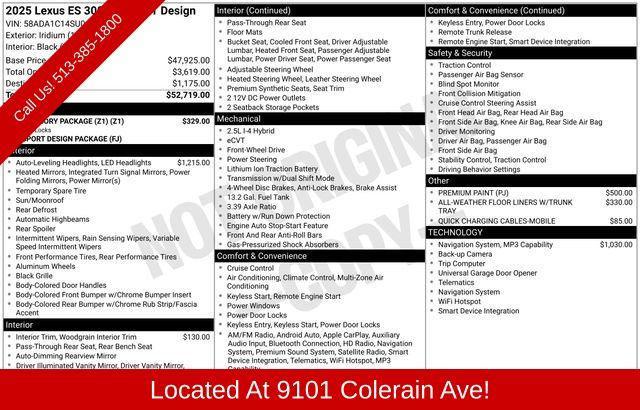 used 2025 Lexus ES 300h car, priced at $46,995