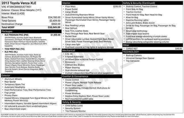used 2013 Toyota Venza car, priced at $13,669