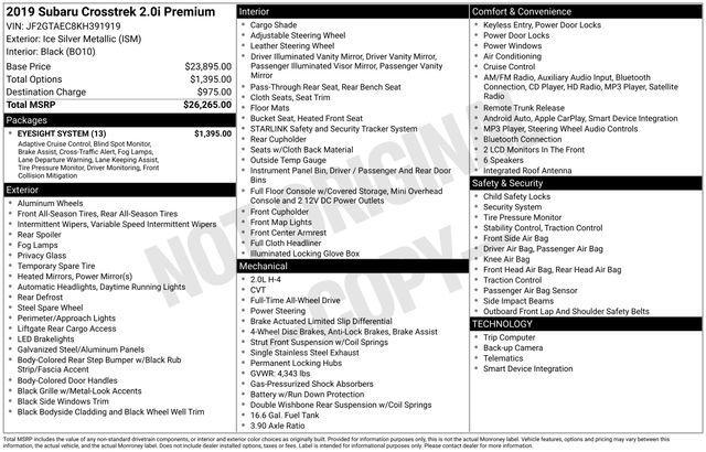 used 2019 Subaru Crosstrek car, priced at $17,000