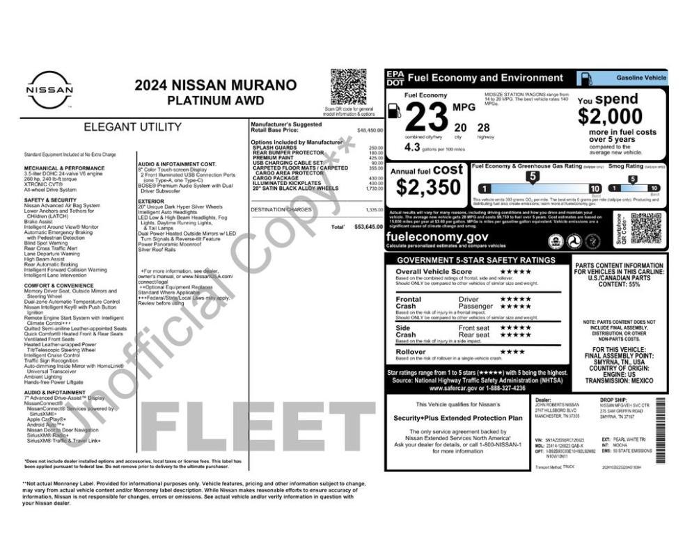 used 2024 Nissan Murano car, priced at $37,625