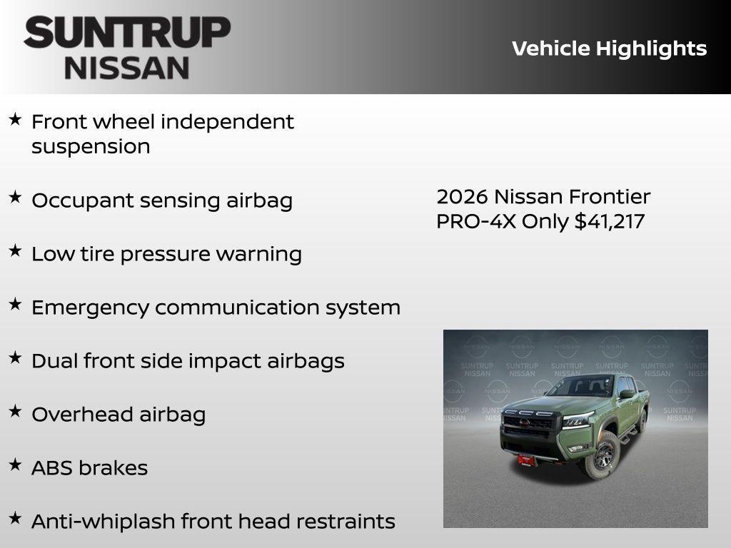 new 2026 Nissan Frontier car, priced at $41,217